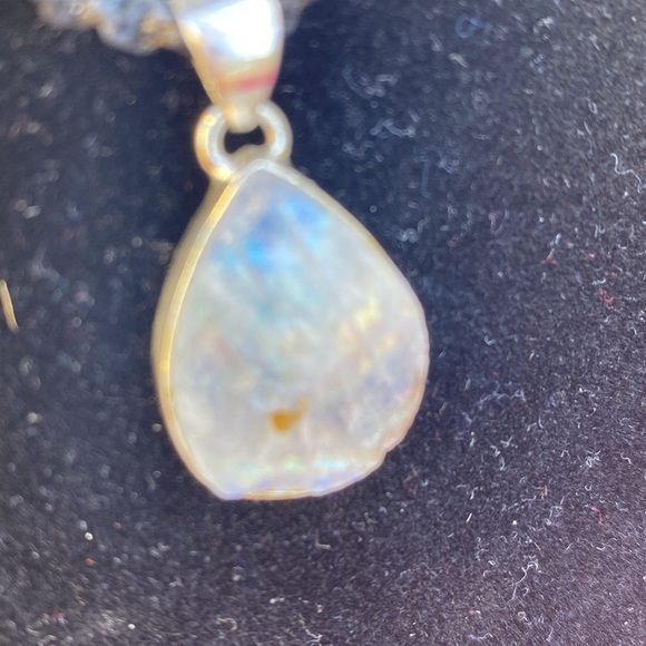 RAINBOW MOONSTONE! PENDANT ONLY Sterling Silver 925 stone is unpolished - Picture 11 of 16
